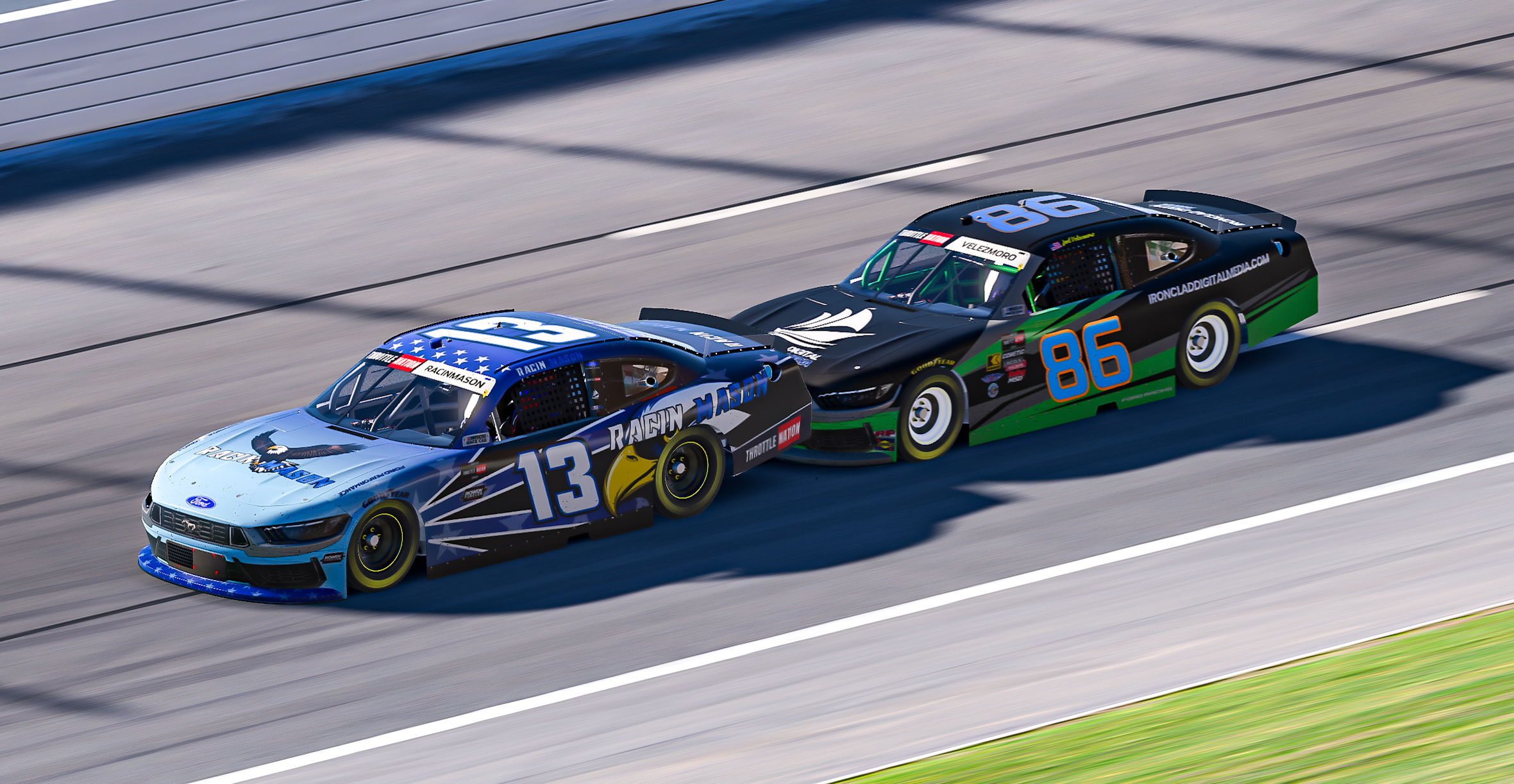 Racin Mason #13 battling the #86 on track