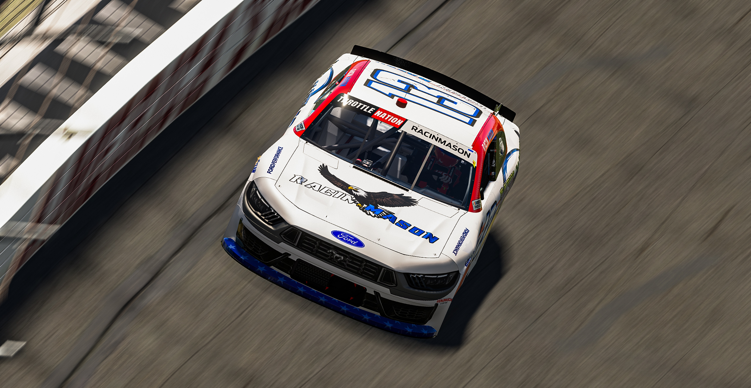 Top view of the Racin Mason #13 Ford Mustang